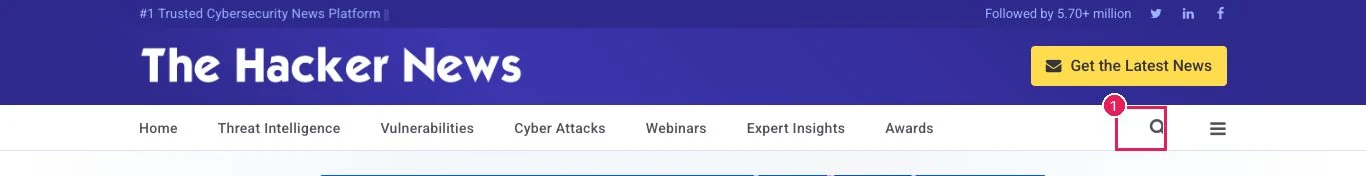 The Hacker News header at 1366 px, with (1) the search icon marked