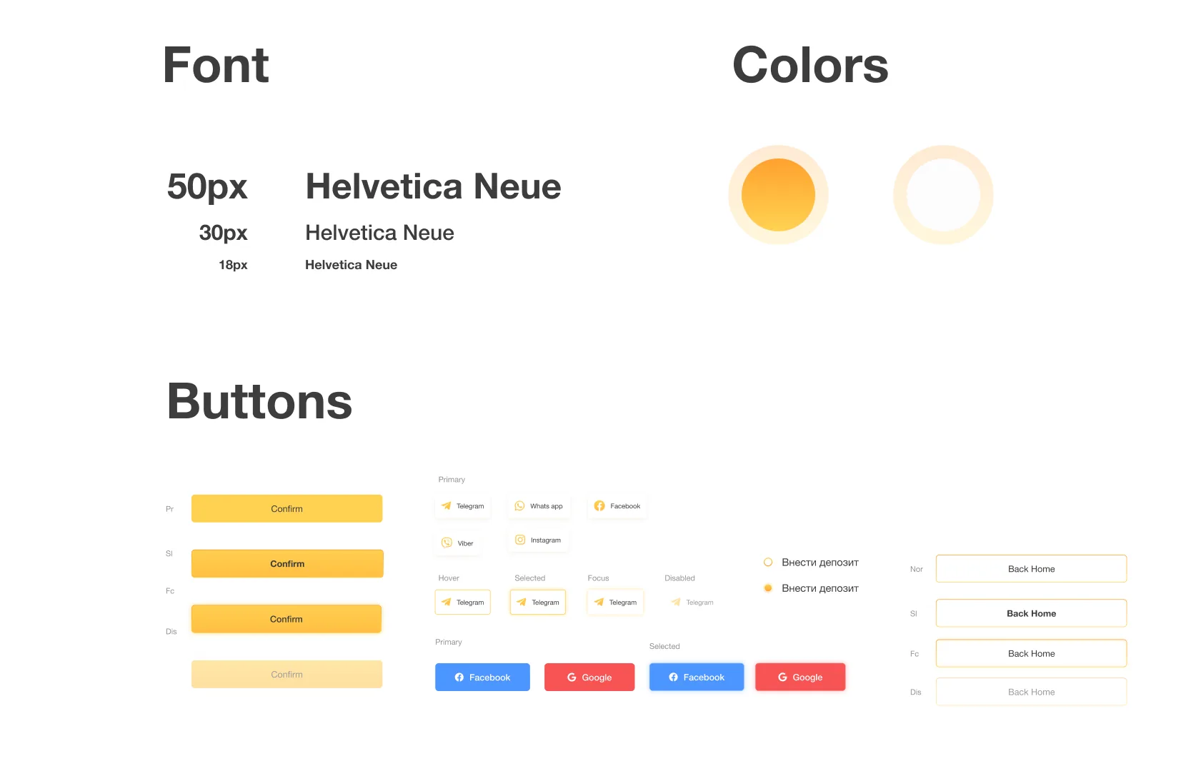 UI Kit: typography, colours and buttons