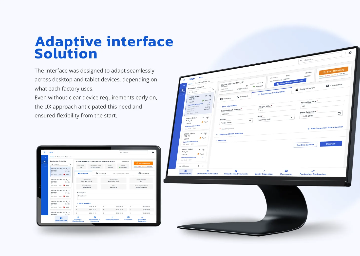 Adaptive interface on desktop and tablet