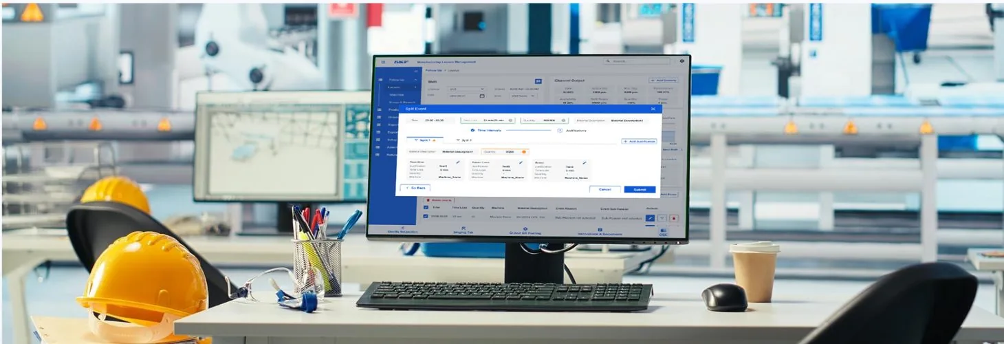 MOM deployed: a factory workstation running the live MOM interface