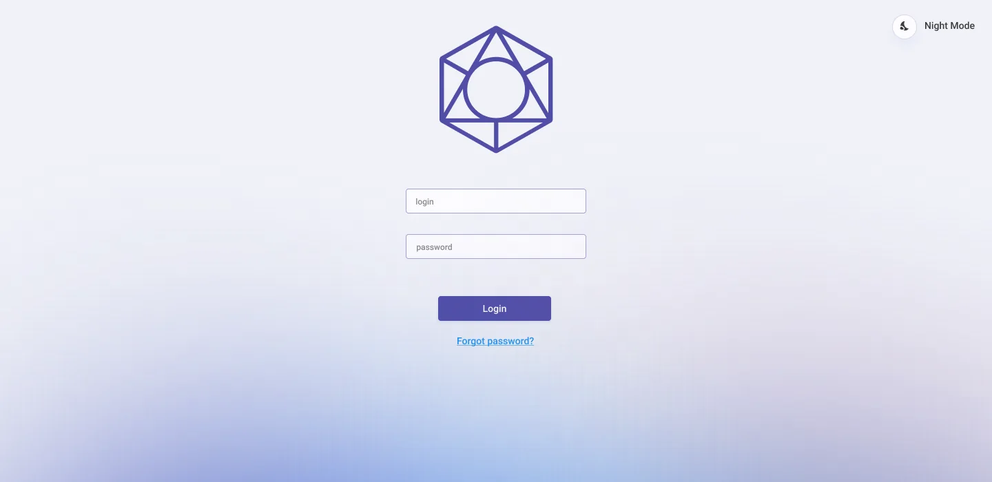 Login screen, light theme