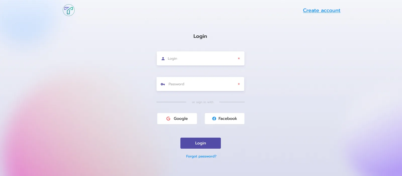 Transparnet login screen